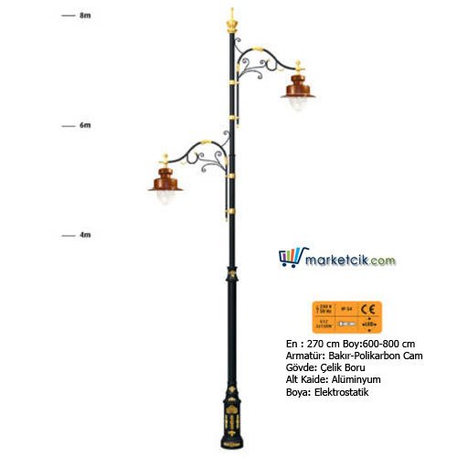Ayaz 6 Metre 600x270 Dekoratif Park Bahçe Aydınlatma Direği
