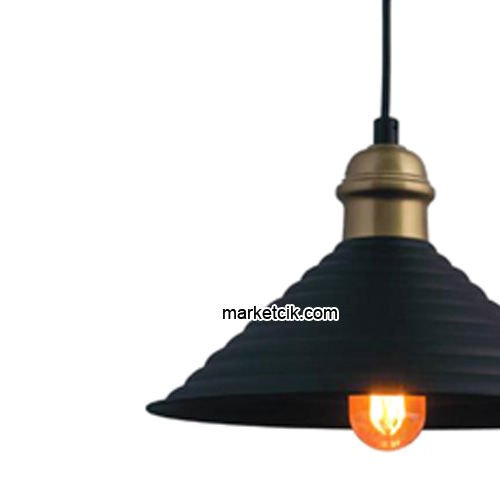 Marketcik RT26 Dekoratif Siyah Retro Sarkıt Avize, Tekli Modern Avize