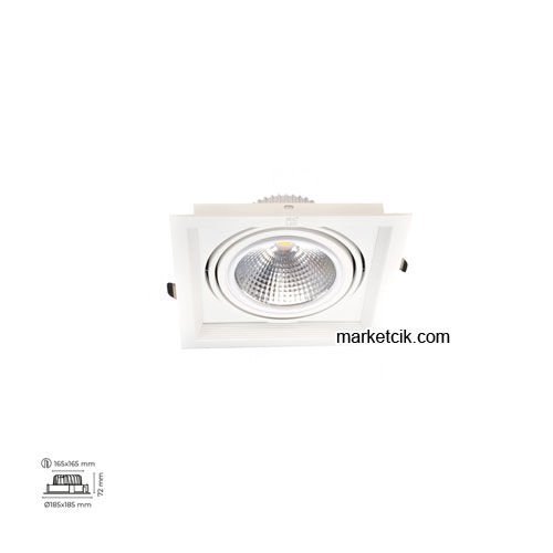 Marketcik 20 Watt Sıva Altı Tekli Mağaza Led Spot Armatür Siyah-Beyaz Kasa MR2081Y