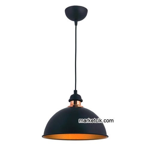 Marketcik RT27 Dekoratif Siyah Retro Sarkıt Avize, Tekli Modern Avize