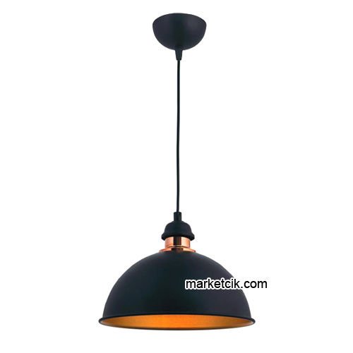 Marketcik RT27 Dekoratif Siyah Retro Sarkıt Avize, Tekli Modern Avize