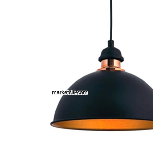 Marketcik RT27 Dekoratif Siyah Retro Sarkıt Avize, Tekli Modern Avize