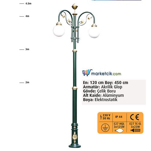 Ayaz 450x120 Dekoratif Park Bahçe Aydınlatma Direği
