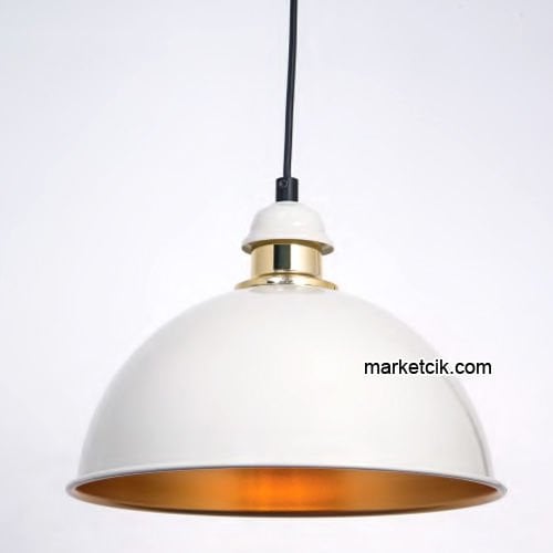 Marketcik RT29 Dekoratif Beyaz Retro Sarkıt Avize, Tekli Modern Avize