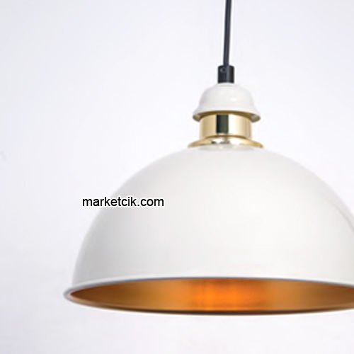 Marketcik RT29 Dekoratif Beyaz Retro Sarkıt Avize, Tekli Modern Avize