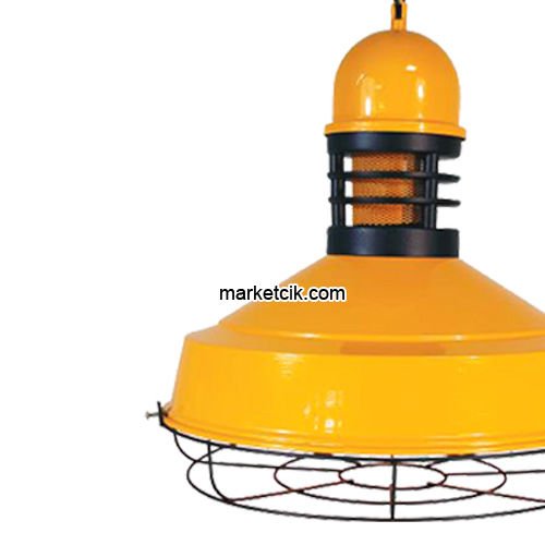 Marketcik RT30 Dekoratif Sarı Kafesli Retro Sarkıt Avize, Tekli Modern Avize