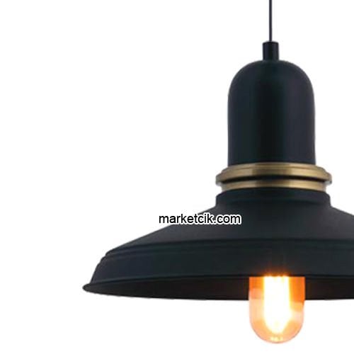 Marketcik RT31 Dekoratif Siyah Retro Sarkıt Avize, Tekli Modern Avize