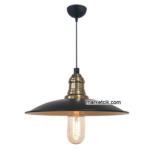 Marketcik RT32 Dekoratif Siyah Retro Sarkıt Avize, Tekli Modern Avize