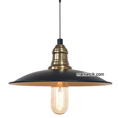 Marketcik RT35 Dekoratif Siyah Retro Sarkıt Avize, Tekli Modern Avize