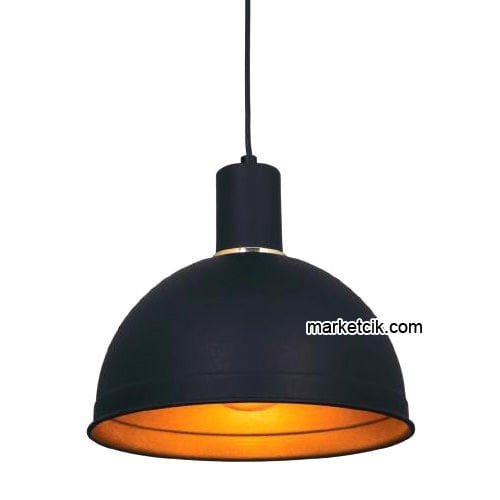 Marketcik RT35 Dekoratif Siyah Retro Sarkıt Avize, Tekli Modern Avize