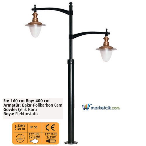 Ayaz 400x160 Dekoratif Park Bahçe Aydınlatma Direği