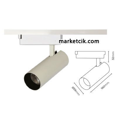 Marketcik 10 Watt Led Ray Spot Armatür Beyaz ve Günışığı Işık Beyaz Kasa Beyaz Işık