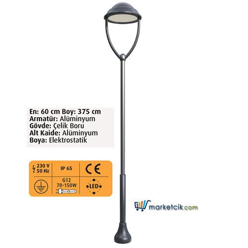 Ayaz 375x60 Dekoratif Park Bahçe Aydınlatma Direği