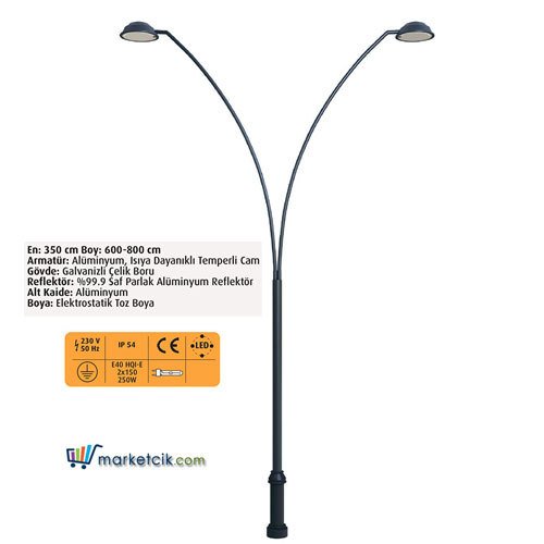 Ayaz 6 Metre 600x350 Dekoratif Park Bahçe Aydınlatma Direği