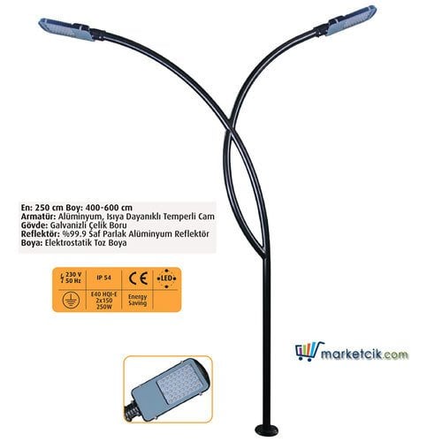 Ayaz 4 Metre 400x250 Dekoratif Park Bahçe Aydınlatma Direği