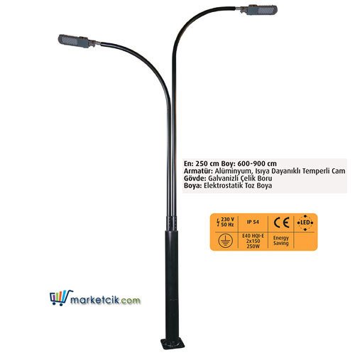 Ayaz 6 Metre 600x250 Dekoratif Park Bahçe Aydınlatma Direği