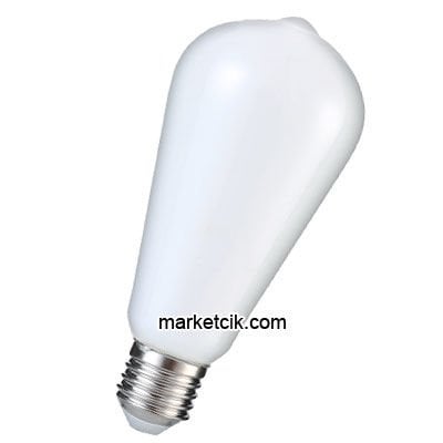 Marketcik 6 Watt Beyaz Camlı ST64 Armut Model Günışığı Led Ampul E27 Duy