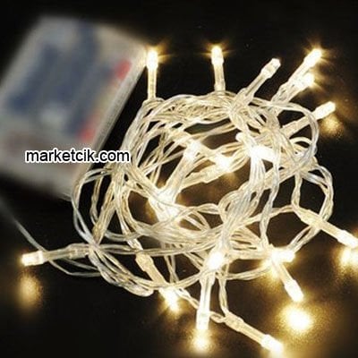 Marketcik İç Mekan 10 Metre Pilli İç Mekan Süsleme Led Kordon Sarı Işık