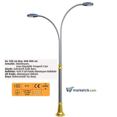 Ayaz 6 Metre 600x300 Dekoratif Park Bahçe Aydınlatma Direği