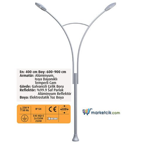 Ayaz 6 Metre 600x400 Dekoratif Park Bahçe Aydınlatma Direği