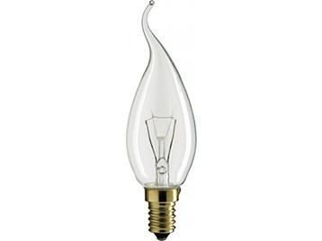 40 Watt E14 İnce Duy Şeffaf Kıvrık Avize Ampulü Sarı Işık, 10 Adet