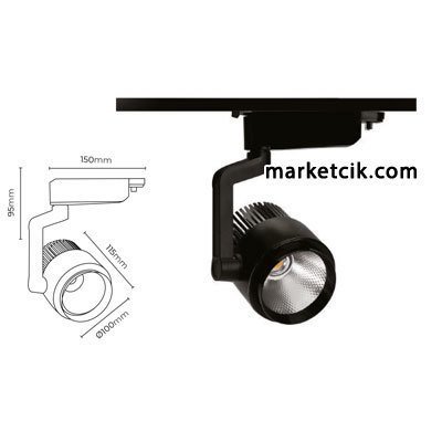 Marketcik 33 Watt Led Ray Spot Armatür Beyaz ve Günışığı Işık