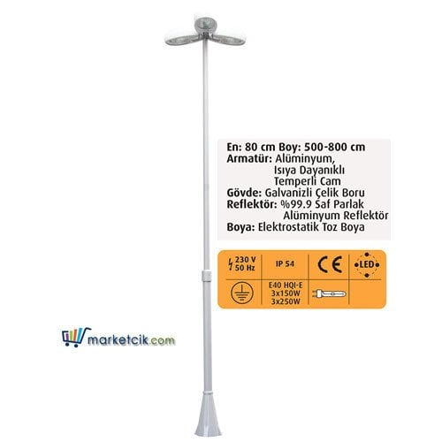 Ayaz 5 Metre 500x80 Dekoratif Park Bahçe Aydınlatma Direği