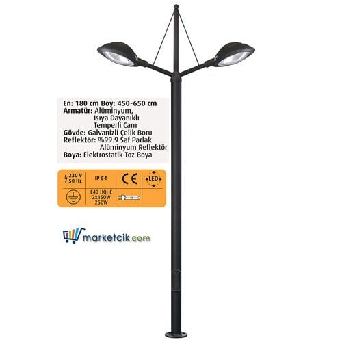 Ayaz 4,5 Metre 450x180 Dekoratif Park Bahçe Aydınlatma Direği