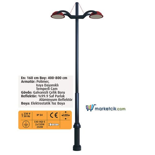 Ayaz 4 Metre 400x160 Dekoratif Park Bahçe Aydınlatma Direği