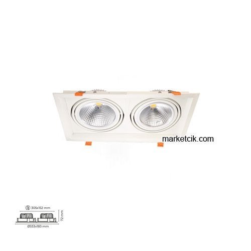 Marketcik 2x20 Watt Sıva Altı İkili Mağaza Led Spot Armatür Siyah-Beyaz Kasa MR2082Y