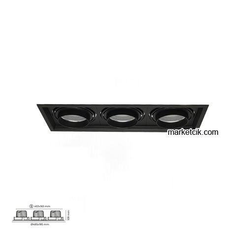 Marketcik 3x30-40 Watt Sıva Altı Üçlü Mağaza Led Spot Armatür Siyah-Beyaz Kasa MR2083