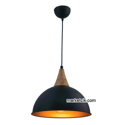 Marketcik RT41 Dekoratif Siyah Retro Sarkıt Avize, Tekli Modern Avize