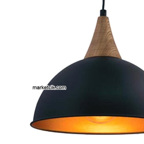 Marketcik RT41 Dekoratif Siyah Retro Sarkıt Avize, Tekli Modern Avize