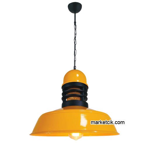 Marketcik RT44 Dekoratif Sarı Retro Sarkıt Avize, Tekli Modern Avize