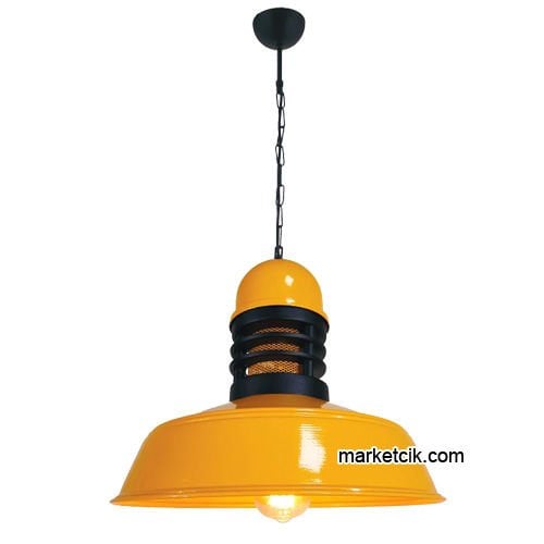 Marketcik RT44 Dekoratif Sarı Retro Sarkıt Avize, Tekli Modern Avize