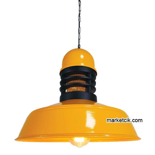 Marketcik RT44 Dekoratif Sarı Retro Sarkıt Avize, Tekli Modern Avize