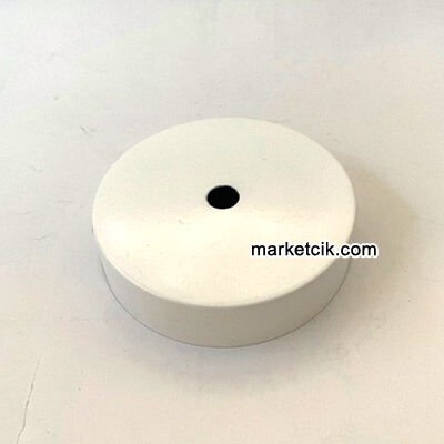 Marketcik 8cm Avize, Abajur İçin Yuvarlak Beyaz Metal Rozans Avize Tavan Kapağı