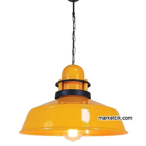 Marketcik RT48 Dekoratif Sarı Retro Sarkıt Avize, Tekli Modern Avize
