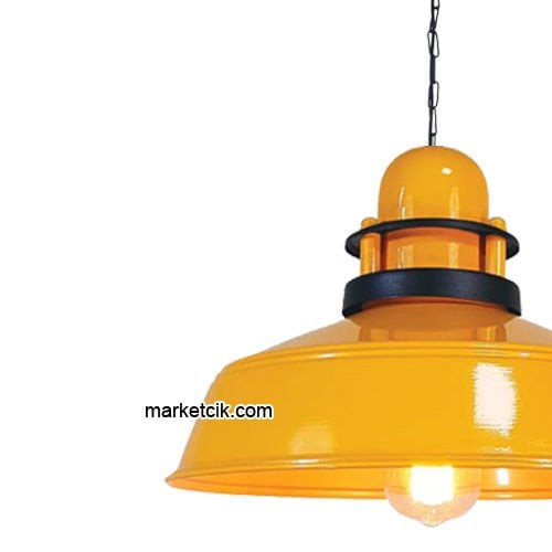 Marketcik RT48 Dekoratif Sarı Retro Sarkıt Avize, Tekli Modern Avize