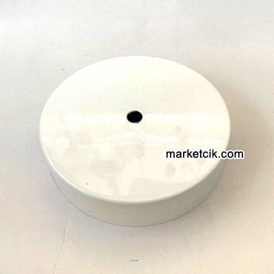 Marketcik 12cm Avize, Abajur İçin Yuvarlak Beyaz Metal Rozans Avize Tavan Kapağı