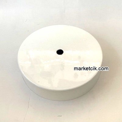 Marketcik 12cm Avize, Abajur İçin Yuvarlak Beyaz Metal Rozans Avize Tavan Kapağı