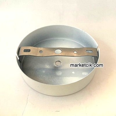 Marketcik 12cm Avize, Abajur İçin Yuvarlak Beyaz Metal Rozans Avize Tavan Kapağı