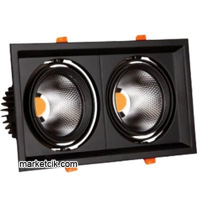 Marketcik 2x30 Watt Sıva Altı Siyah İkili Led Spot Armatür Beyaz-Günışığı Işık