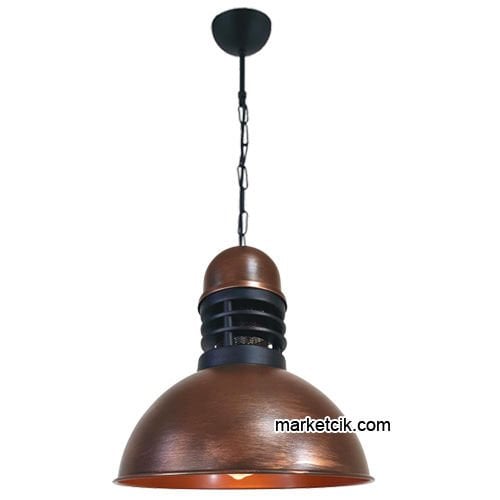 Marketcik RT54 Dekoratif Bakır Eskitme Retro Sarkıt Avize, Tekli Modern Avize