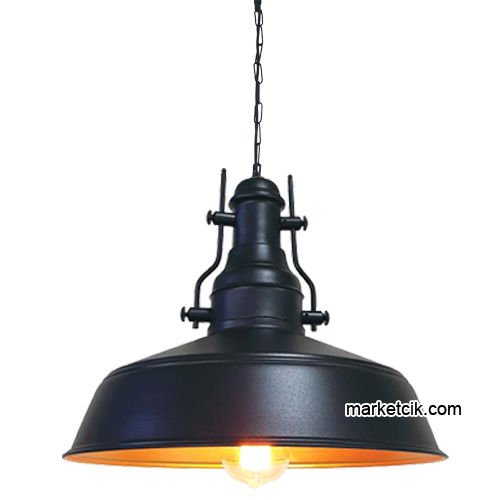 Marketcik RT55 Dekoratif Siyah Retro Sarkıt Avize, Tekli Modern Avize