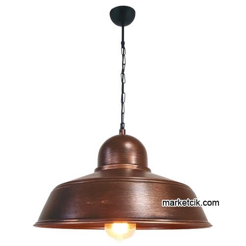 Marketcik RT56 Dekoratif Bakır Eskitme Retro Sarkıt Avize, Tekli Modern Avize
