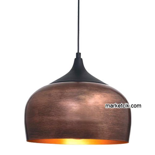 Marketcik RT58 Dekoratif Bakır Eskitme Retro Sarkıt Avize, Tekli Modern Avize