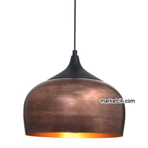 Marketcik RT58 Dekoratif Bakır Eskitme Retro Sarkıt Avize, Tekli Modern Avize