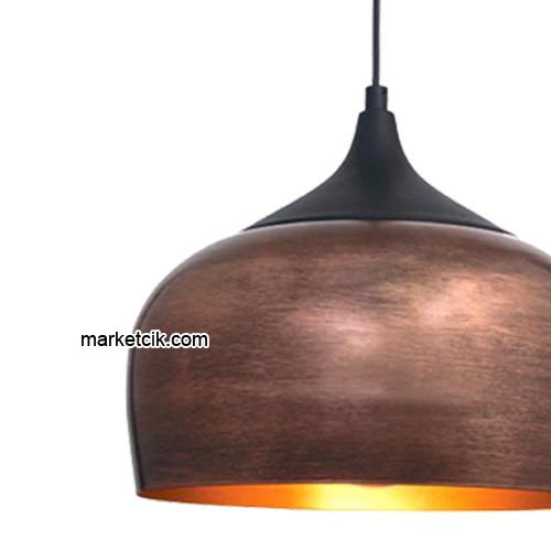 Marketcik RT58 Dekoratif Bakır Eskitme Retro Sarkıt Avize, Tekli Modern Avize
