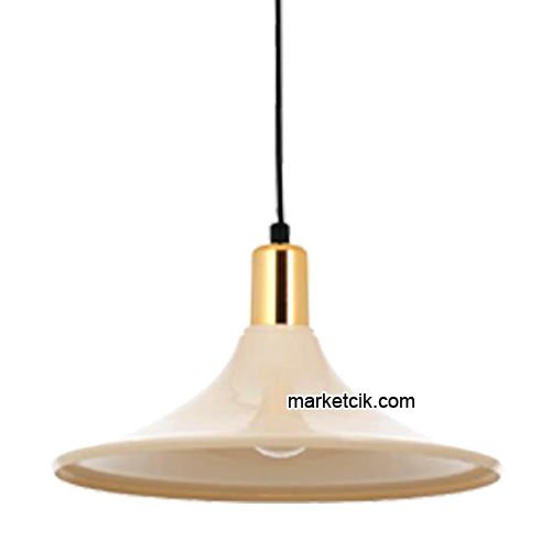 Marketcik RT59 Dekoratif Beyaz Retro Sarkıt Avize, Tekli Modern Avize